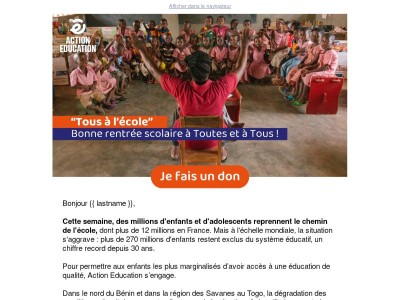  La rentrée scolaire pour toutes et tous 