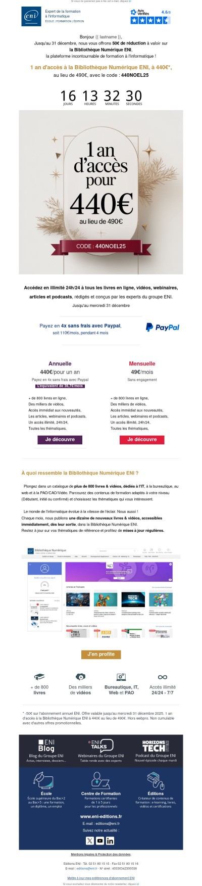 Jusqu'au 31 décembre : la Bibliothèque Numérique ENI à prix réduit