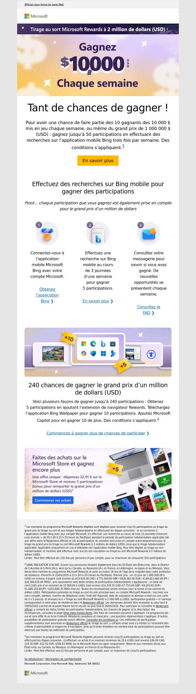 Vous pourriez faire partie des gagnants des 10 000 $ mis en jeu chaque semaine