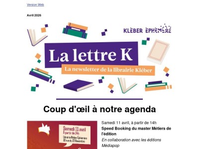 La newsletter de la librairie Kléber