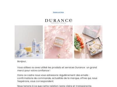 Informations concernant les communications Durance