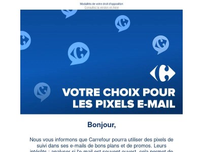Information importante : votre choix pour les pixels e-mail