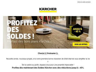 Soldes Kärcher : Jusqu'à -45% sur toutes nos gammes, intérieur comme extérieur ! ⚡