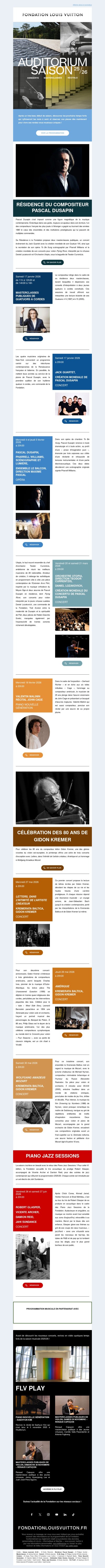 Découvrez la programmation musicale de janvier à juin 2026 !