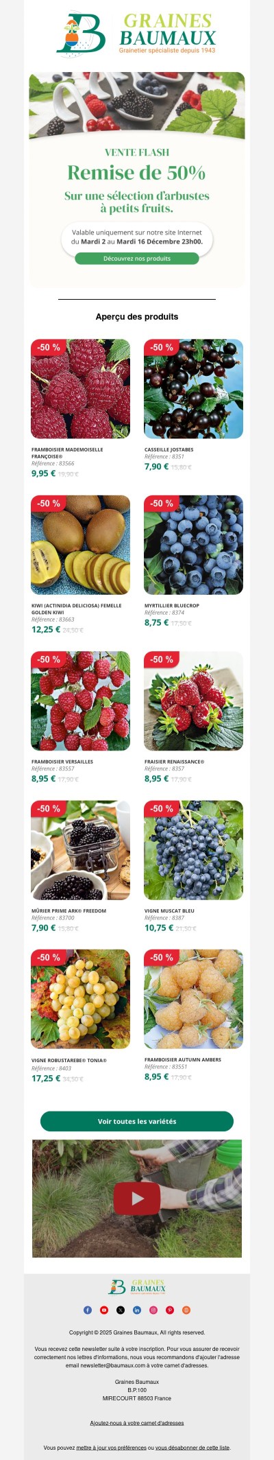 🕔 REMISE de 50% sur une sélection d'arbustes à petits fruits.