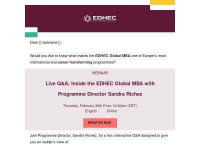 Discover what it takes to join the EDHEC Global MBA 