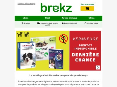 Le vermifuge n’est disponible que pour très peu de temps