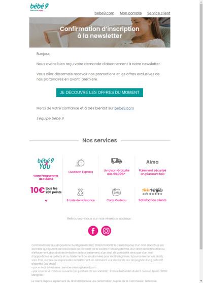 Inscription à la newsletter Bébé 9