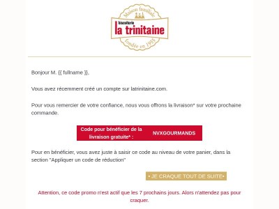 M. {{ fullname }}, profitez de la livraison offerte