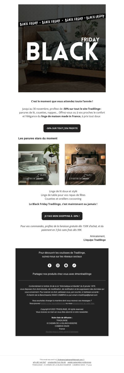 BLACK FRIDAY : -50% sur tout le site ! C’est le moment de craquer 😍