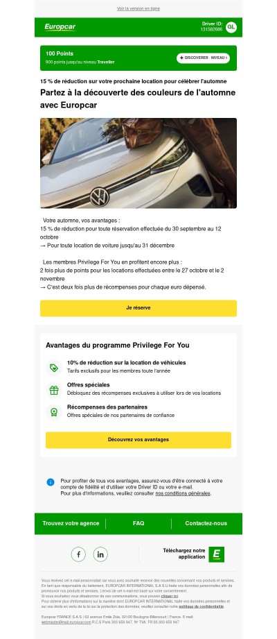 15% sur votre prochaine location