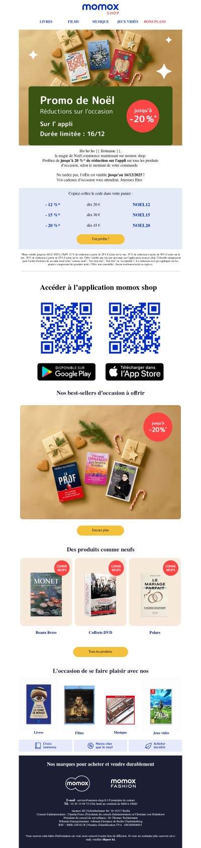 Jusqu’à –20 %* sur tous les produits d’occasion 🎁