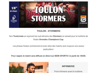 RCT - STOR : Votre newsletter de match !