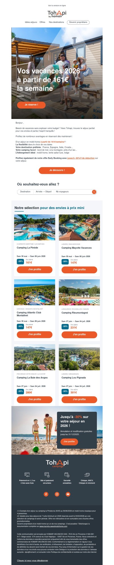 Votre séjour en mobil-home à partir de 161€ 😍