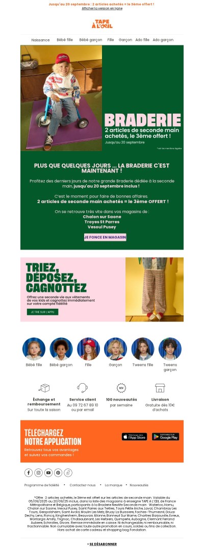 C'est maintenant ! Grande braderie de seconde main 💛