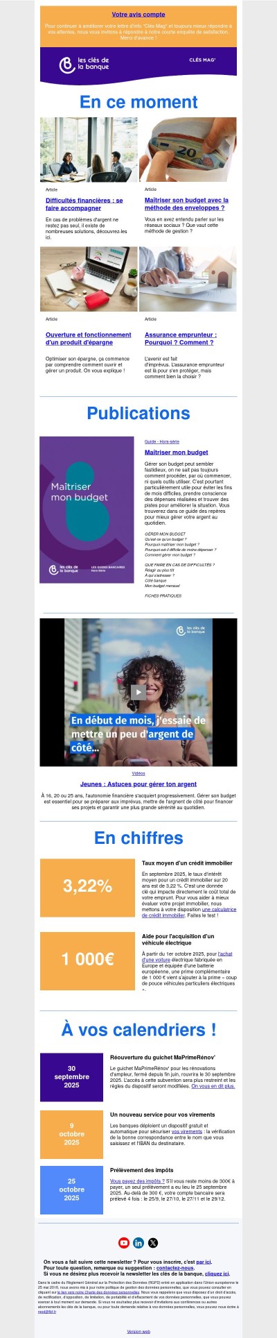 Difficultés financières, méthode des enveloppes, fonctionnement d'un produit d'épargne, assurance emprunteur...