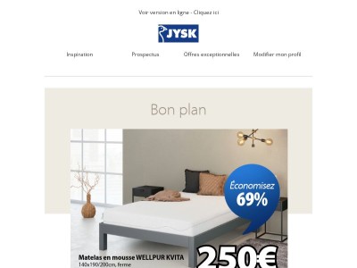 Bon plan : matelas en mousse WELLPUR KVITA