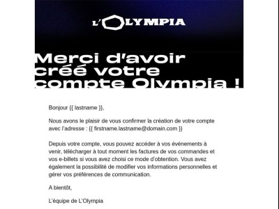 Confirmation de création de compte