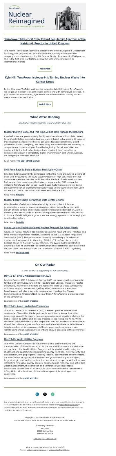 TerraPower Takes First Step Toward Regulatory Approval of the Natrium® Reactor in United Kingdom and Science Educator Visits TerraPower Isotopes®
