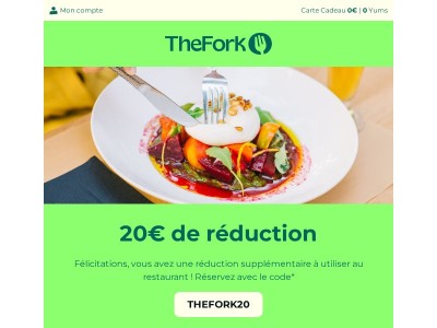 {{ firstname }}, votre réduction de 20€ est prête à être utilisée