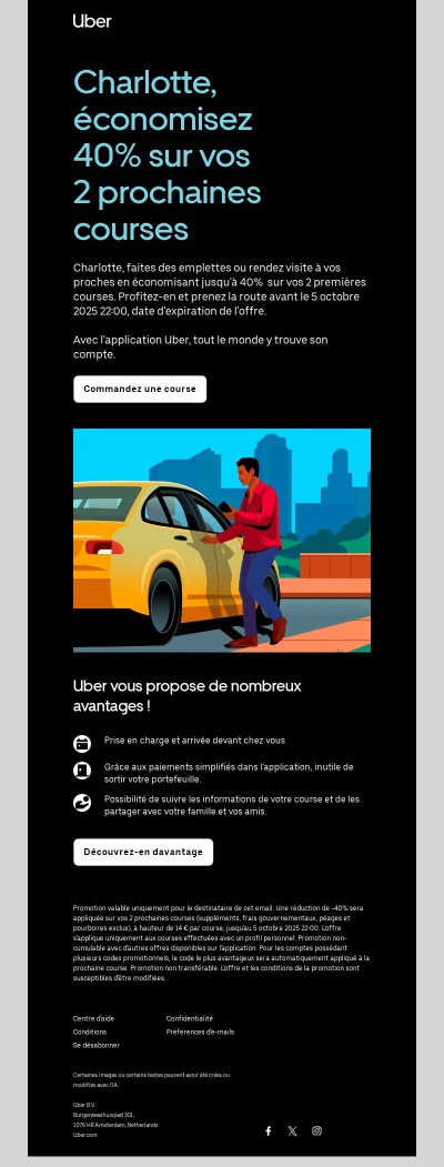 Vous allez quelque part ? Profitez de -40% sur vos 2 prochaines courses