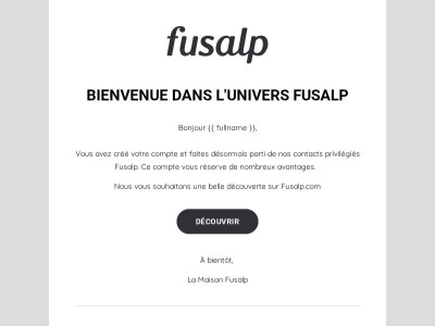 Confirmation du compte client Fusalp
