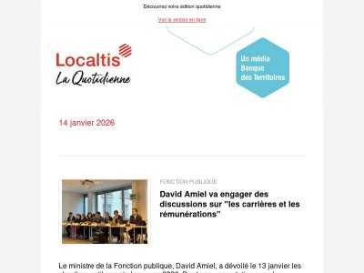 Actualités Localtis du jeudi 15 janvier 2026