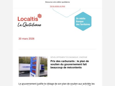 Actualités Localtis du mardi 31 mars 2026