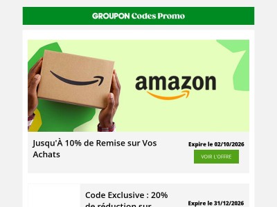 Amazon - 10% • Europcar - jusqu'à 20% • WeightWatchers - -60%