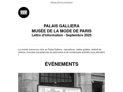 Visites, activités, spectacle, cinéma : votre rentrée au Palais Galliera