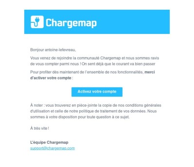 Finalisez votre inscription chez Chargemap 👋