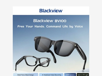 New Blackview BV100 AI Smart Glasses w/ 8MP Camera Bluetooth Call & Voice Assistant