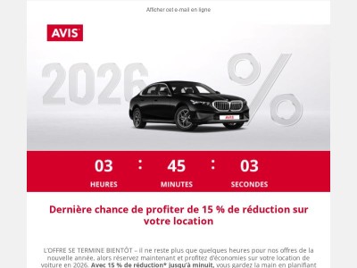 Profiter des -15 % aujourd'hui sur votre location de voiture