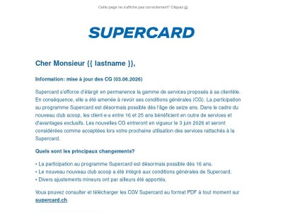 Information: nouvelles CGV Supercard