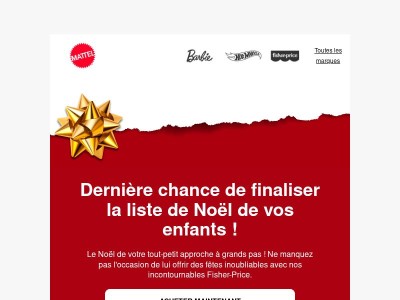 Le temps presse pour finaliser les favoris des tout-petits !