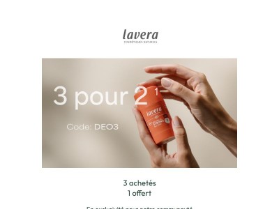 3️⃣ pour 2️⃣ sur tous nos déodorants