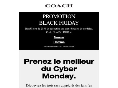 Profitez de 20 % de réduction avant la fin du Cyber Monday