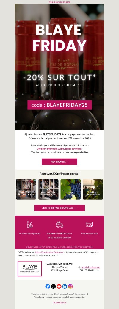 BLAYE FRIDAY : -20% sur tout le site ce vendredi !