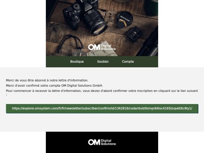 Confirmation de l'abonnement à la lettre d'information