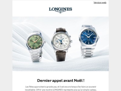 Dernière chance pour trouver votre cadeau Longines