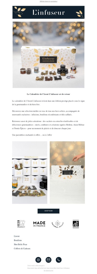 Le calendrier de l’Avent qui infuse plaisir et bien-être