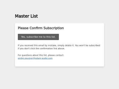 ADAM Audio Newsletter - Country Master List: Please Confirm Subscription