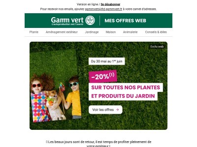 ☀️ Folie d’été : -20% sur tout le jardin