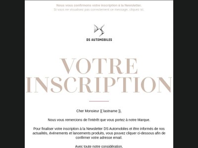 M. {{ lastname }}, Votre confirmation d'inscription à la Newsletter