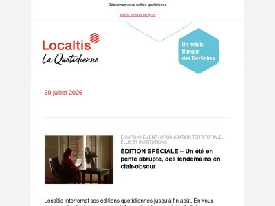 Actualités Localtis du vendredi 31 juillet 2026