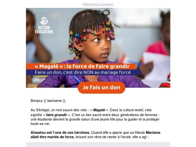 Le mot qui a sauvé Mariama d’un mariage forcé 
