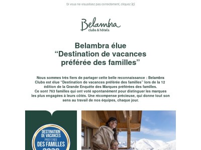 Belambra élue “Destination de vacances préférée des familles”