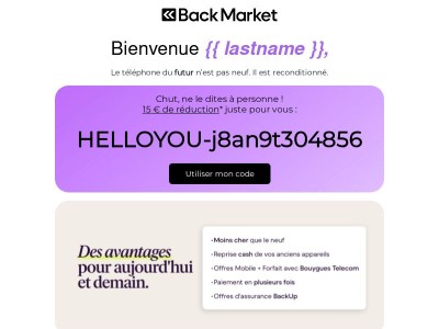 Bienvenue chez Back Market, {{ lastname }}