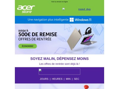 Nouvelle année scolaire, nouvelles technologies ! Économisez jusqu'à 500€ + jusqu'à 10% SUPPLÉMENTAIRES !