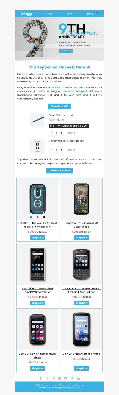 Happy 9th Anniversary! Unihertz Smartphones Now On Sale!